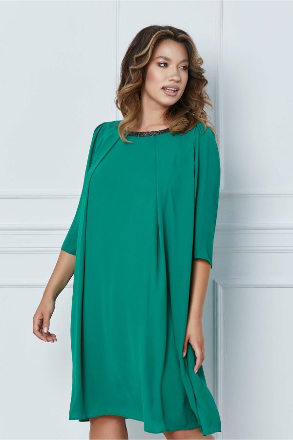 rochie-vera-verde-cu-pliuri-si-margele-la-decolteu-1057893-854565-4.jpeg Rochie Vera verde cu pliuri si margele la decolteu