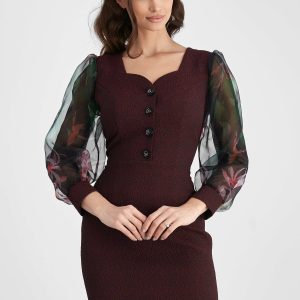rochie-viada-bordo-cu-maneci-din-organza-imprimate-floral-995061-802872-4.jpeg Rochie Viada bordo cu maneci din organza imprimate floral