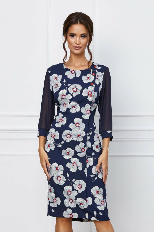 rochie-wilma-bleumarin-cu-imprimeu-floral-alb-1067466-861435-4.jpeg Rochie Wilma bleumarin cu imprimeu floral alb