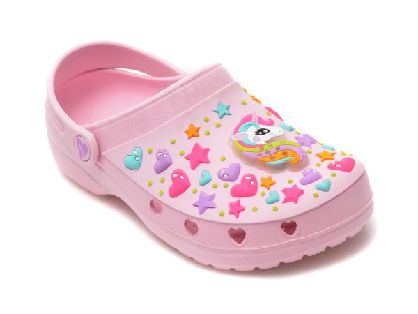 Saboti SKECHERS roz, HEART CHARMER, din pvc