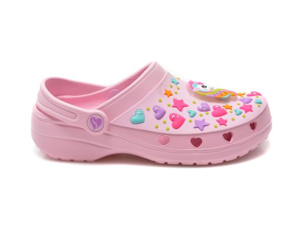 Saboti SKECHERS roz, HEART CHARMER, din pvc