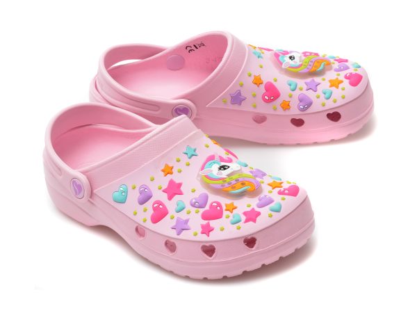 Saboti SKECHERS roz, HEART CHARMER, din pvc