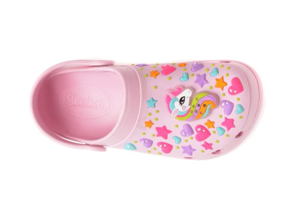 Saboti SKECHERS roz, HEART CHARMER, din pvc