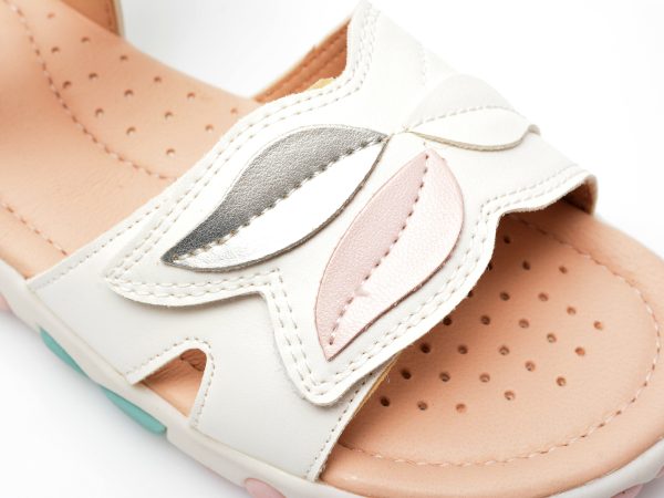 Sandale GEOX albe, J258ZC, din piele ecologica