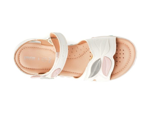 Sandale GEOX albe, J258ZC, din piele ecologica