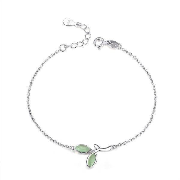 Bratara din argint 925 cu cristale zirconiu green leaf Reglabil