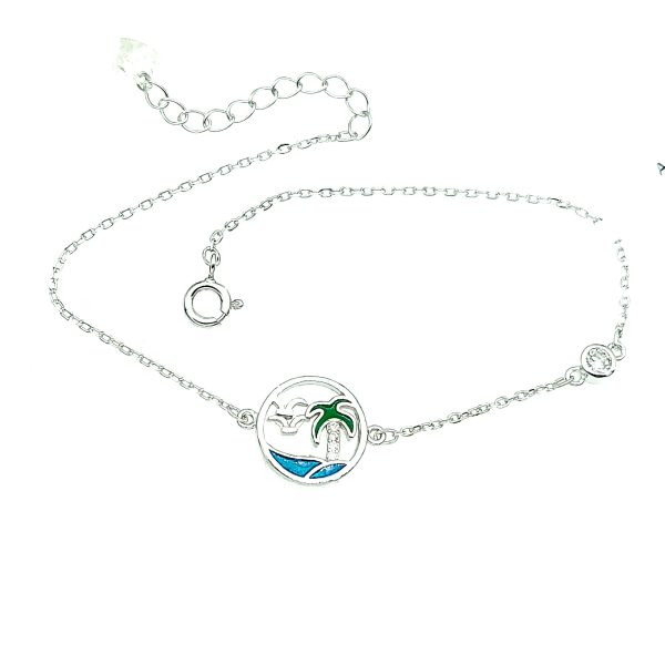 Bratara din argint 925 cu cristale zirconiu palm island Reglabil