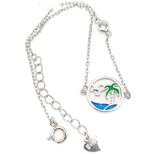 Bratara din argint 925 cu cristale zirconiu palm island Reglabil