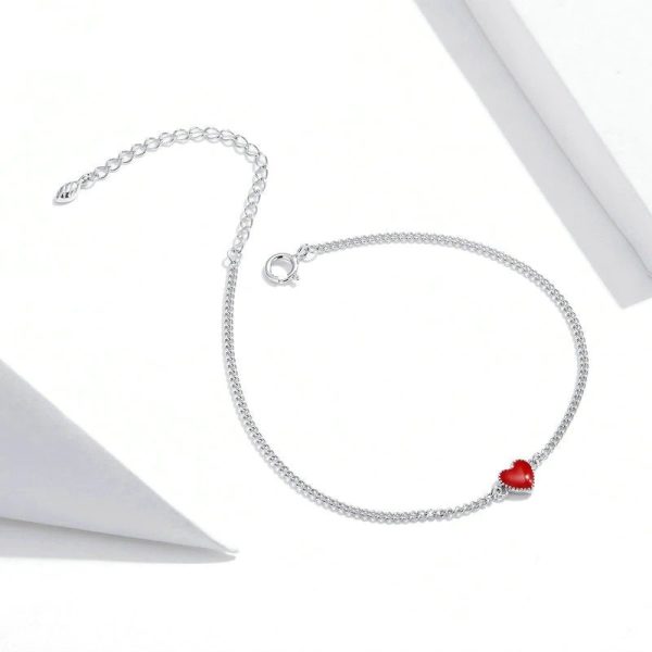 Bratara din argint 925 tiny red heart Reglabil