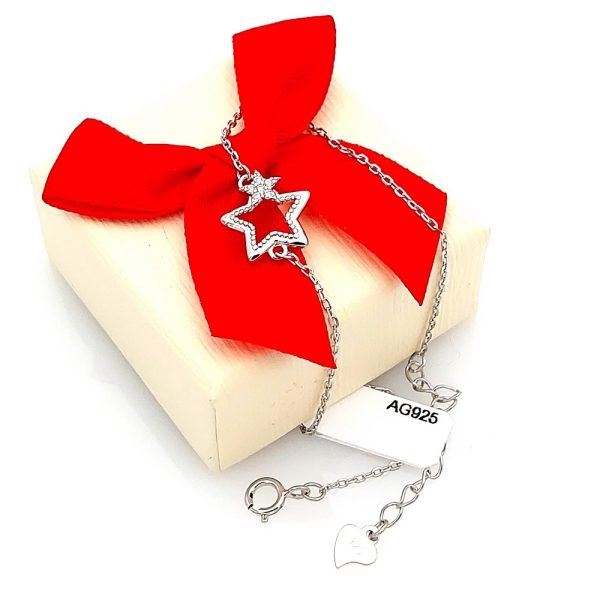 Bratara din argint cristale zirconiu incolore shinning star Reglabil
