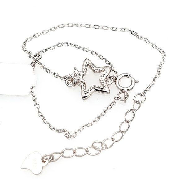 Bratara din argint cristale zirconiu incolore shinning star Reglabil