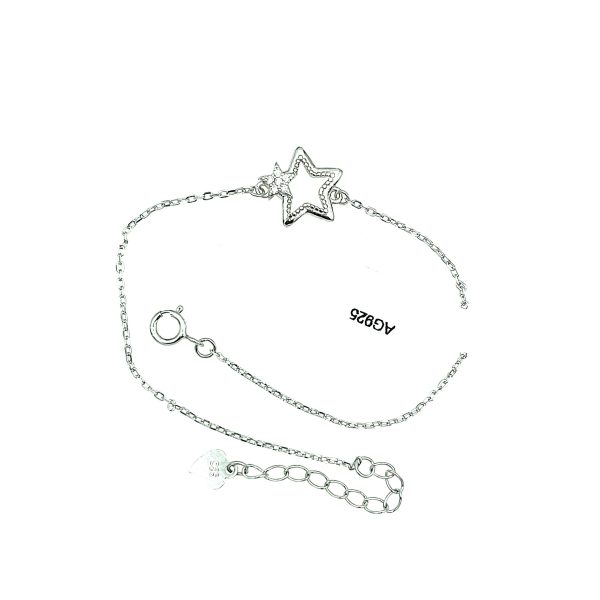 Bratara din argint cristale zirconiu incolore shinning star Reglabil