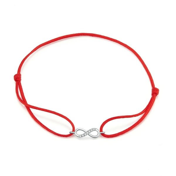 Bratara snur rosu infinity sign din argint 925