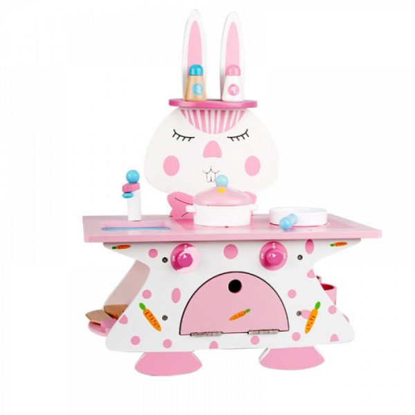 bucatarie-cu-10-accesorii-pink-rabbit-kitchen-din-lemn-663867.jpg Bucatarie cu 10 accesorii Pink Rabbit Kitchen, din lemn