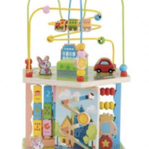 Centru cu activitati multiple Montessori, rotativ, City life, 38x26x23 cm, din lemn