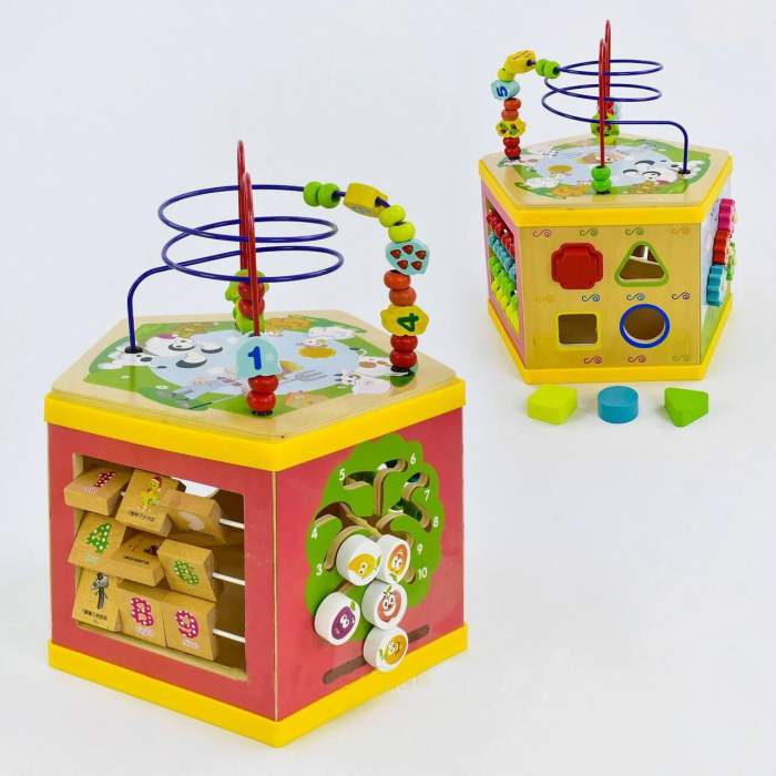 Centru Pentagon multifunctional Montessori 7 in 1, din lemn