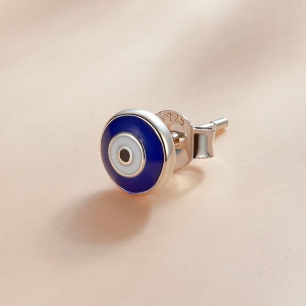 Cercel guardian eye din argint 925 si email albastru