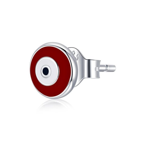 Cercel guardian eye din argint 925 si email rosu