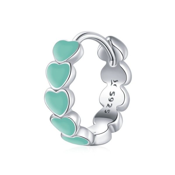 Cercel pentru o singura ureche din argint 925 green heart