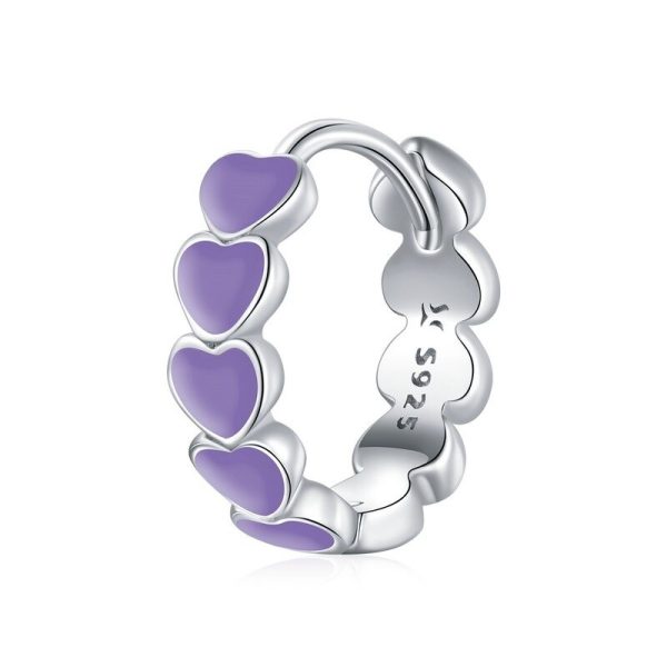 Cercel singular din argint 925 cu email purple heart