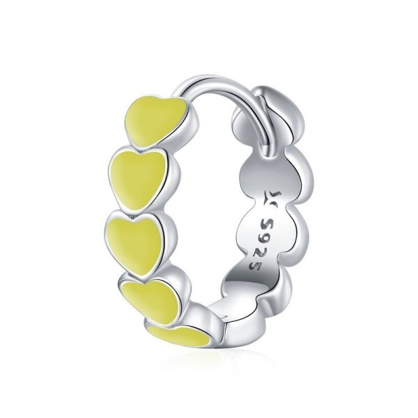 Cercel singular din argint 925 cu email yellow heart