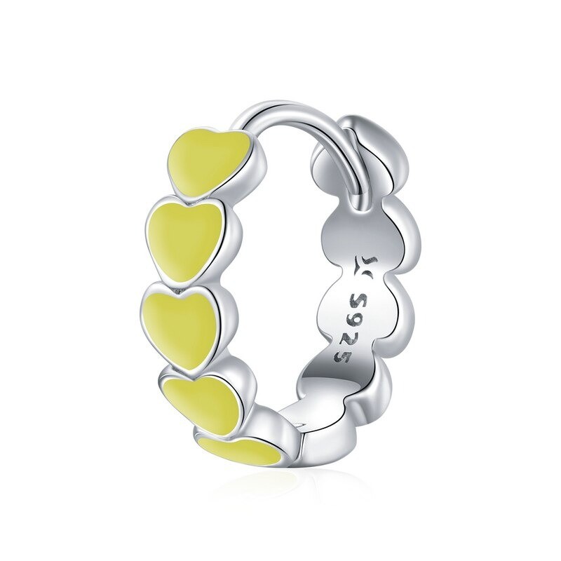 Cercel singular din argint 925 cu email yellow heart