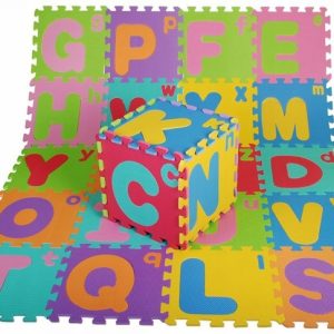 Covor EVA puzzle din burete 26 piese, de la A la Z, 30 x 30 cm, cu toate literele mari si mici ale alfabetului - Krista