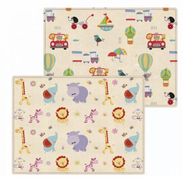 Covor Pliabil si Termoizolant Gros, Jungla si Vehiculele, 180 x 150 cm, cu Doua Fete