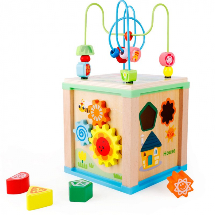 Cub cu activitati diverse si tablita magnetica, 5 In 1