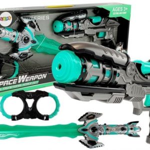 Set Space Warriors cu pistol laser, sabie spatiala si catuse