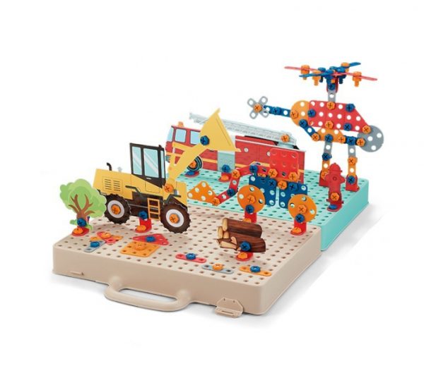 Geanta cu trusa pentru constructii 3D, cu scule, DYI, 333 piese