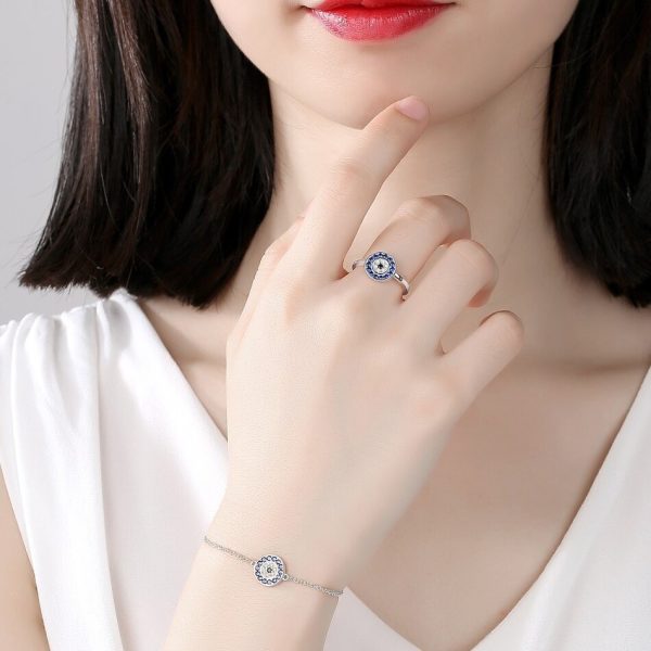 Inel blue stone din argint 925 7 US (diametru 17,3 mm)