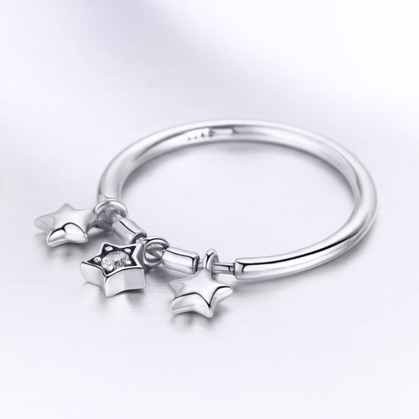 Inel cu 3 stelute din argint 925 si cristale zirconiu 8 US (diametru 18,2 mm)