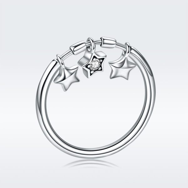 Inel cu 3 stelute din argint 925 si cristale zirconiu 8 US (diametru 18,2 mm)