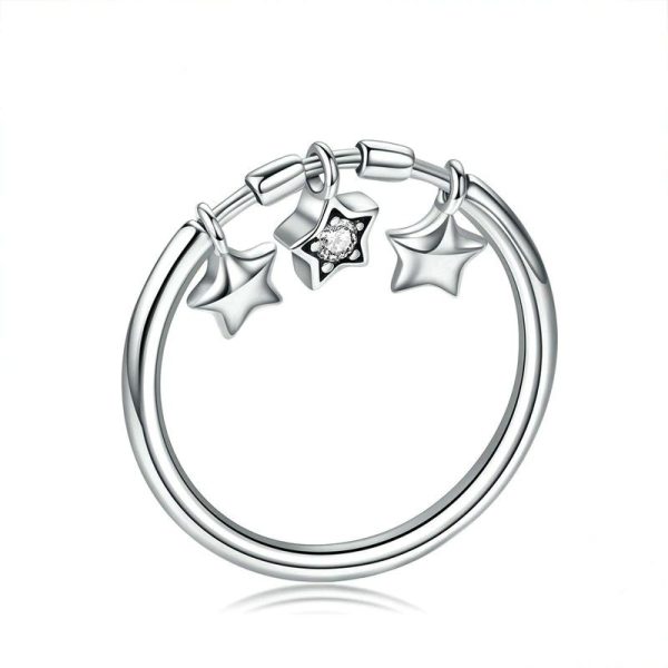 Inel cu 3 stelute din argint 925 si cristale zirconiu 8 US (diametru 18,2 mm)