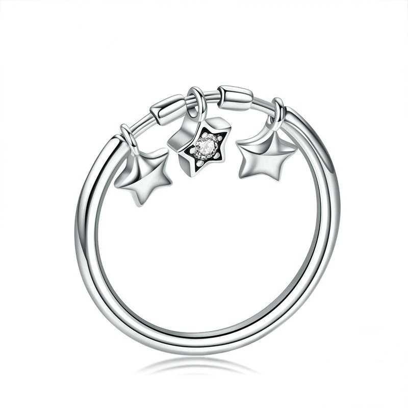 Inel cu 3 stelute din argint 925 si cristale zirconiu 8 US (diametru 18,2 mm)