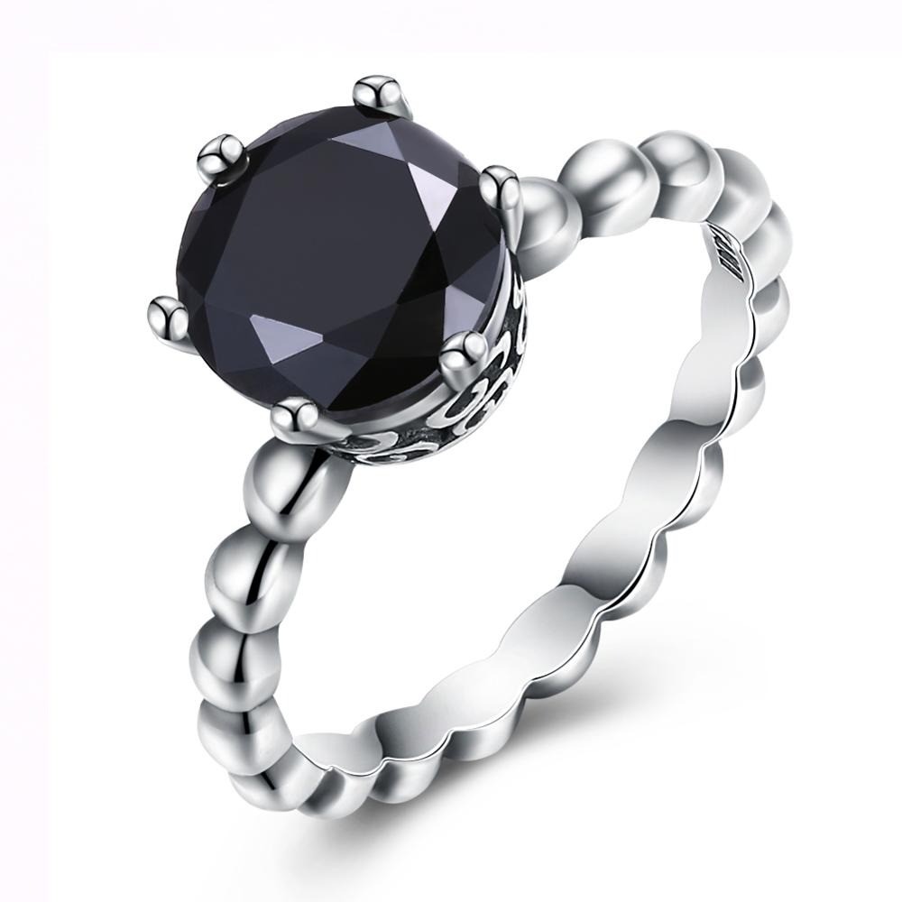 Inel din argint 925 big black stone 9 US (diametru 18,9 mm)