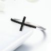 Inel din argint 925 cu cristale zirconiu black cross 9 US (diametru 18,9 mm)