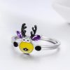 Inel din argint 925 cu email si cristale zirconiu cute elk 8 US (diametru 18,2 mm)