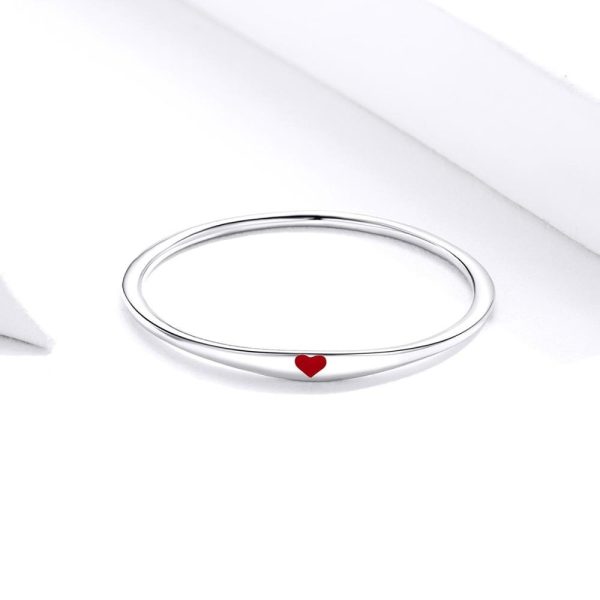Inel din argint 925 cu inimioara rosie 8 US (diametru 18,2 mm)