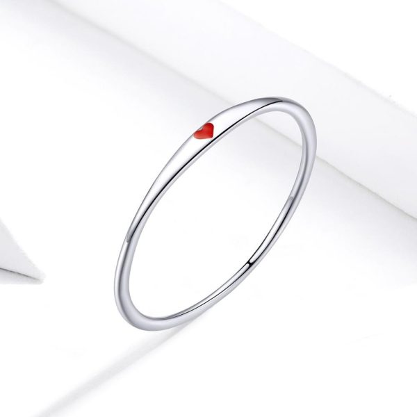 Inel din argint 925 cu inimioara rosie 8 US (diametru 18,2 mm)