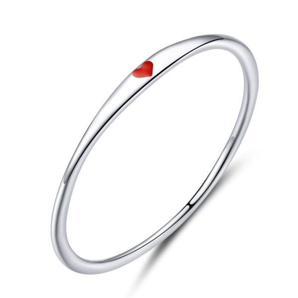 Inel din argint 925 cu inimioara rosie 8 US (diametru 18,2 mm)