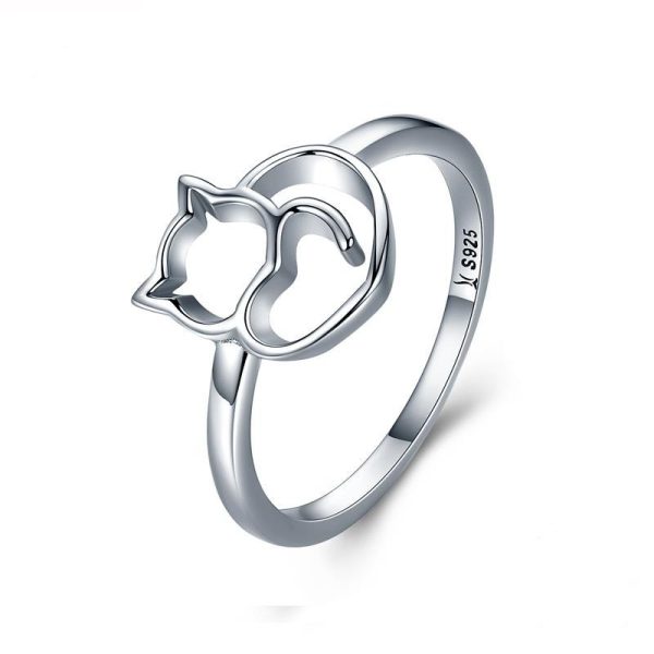 Inel din argint 925 cute cat 9 US (diametru 18,9 mm)