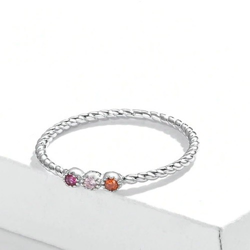 Inel din argint 925 si cristale zirconiu multicolore 8 US (diametru 18,2 mm)