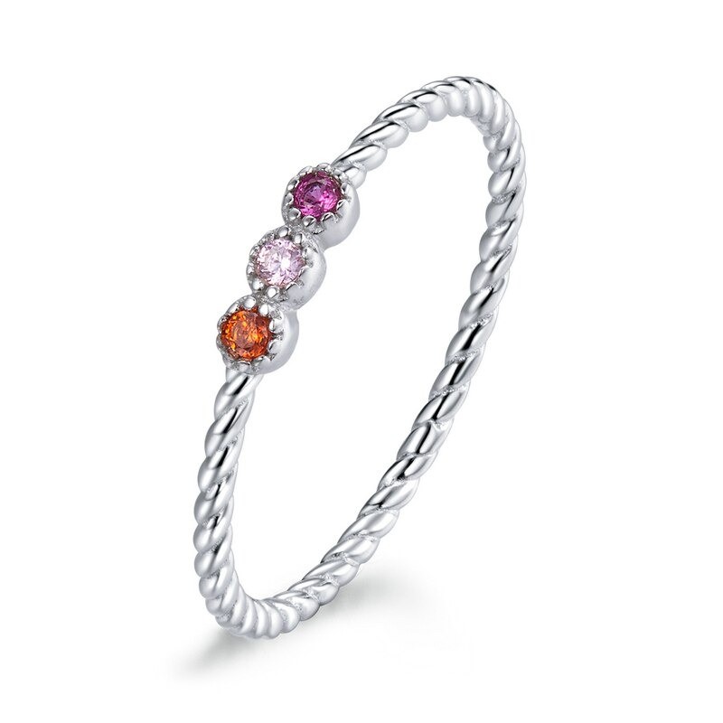 Inel din argint 925 si cristale zirconiu multicolore 8 US (diametru 18,2 mm)