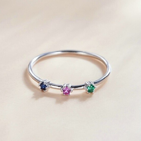 Inel din argint 925 si cristale zirconiu rainbow color