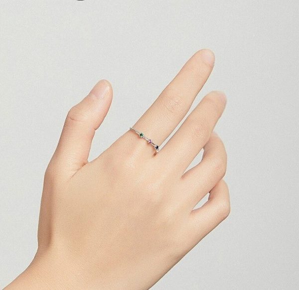 Inel din argint 925 si cristale zirconiu rainbow color