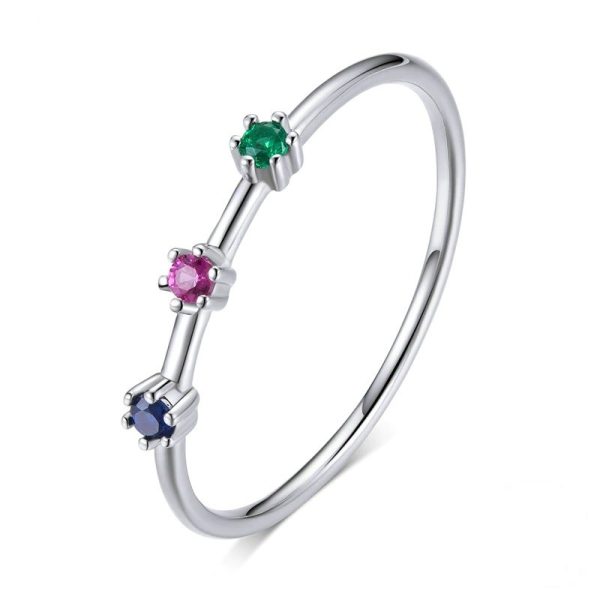 Inel din argint 925 si cristale zirconiu rainbow color