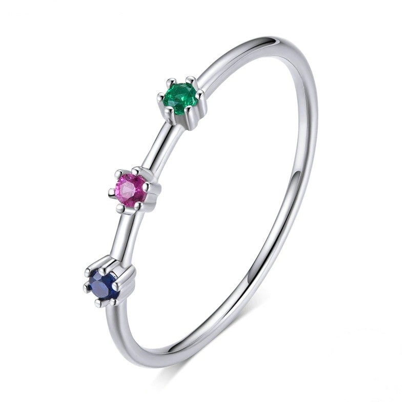 Inel din argint 925 si cristale zirconiu rainbow color