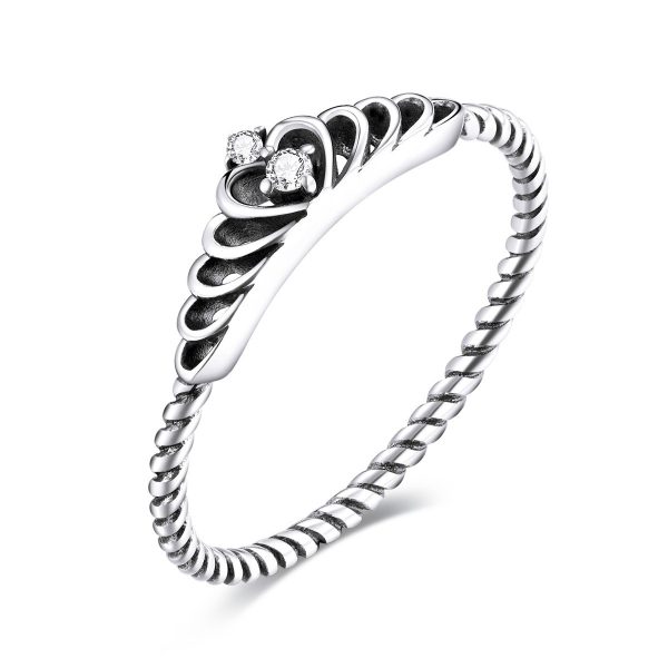 Inel din argint 925 si cristale zirconiu regal tiny crown 8 US (diametru 18,2 mm)